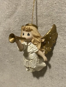Vintage Precious Moments Sing in Excelsis Ornament Engel Hornspieler 3,25" groß - Bild 1 von 8