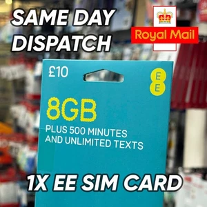 1X EE PAY AS YOU GO SIM £10.00 Data Pack - FITS ALL PHONES - DATA ROLLOVER - Picture 1 of 4