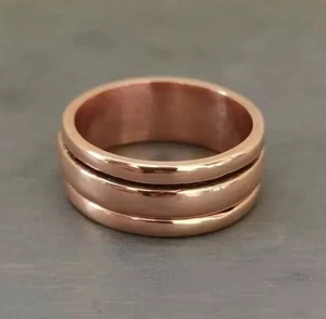 Pure Uncoated Solid Plain Copper Healing Spinner Ring Band for Men & Women - Picture 1 of 4