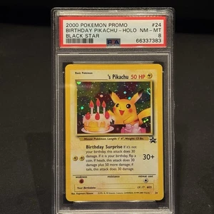 Birthday Pikachu Holo #24 Black Star Promo Pokรฉmon PSA 8 ๐๐ with Swirl ๐ - Picture 1 of 4