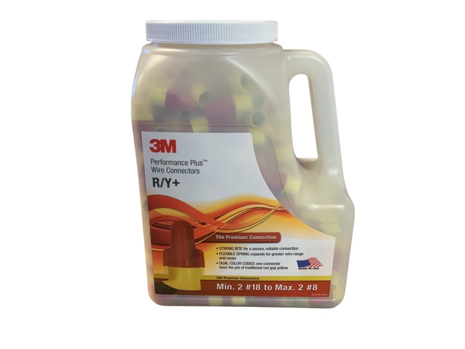 3M Performance Plus Wire Connector R/Y+JUG 500 PCS, 7000058824. - Image 1 of 3