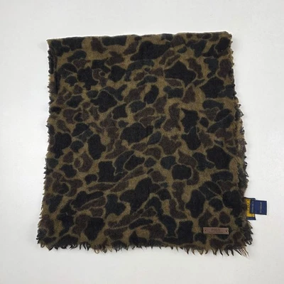 Polo Ralph Lauren Bufanda de Lana para Hombres Estampado de Leopardo Marrón Negro Flecos Cálido Suave Foto 1 de 4
