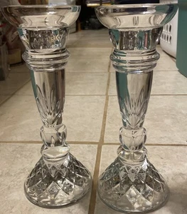 Beautiful 2 Bohemia Czech Republic Lead Crystal 24% Candle Holders - Picture 1 of 10
