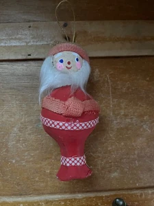 Vintage Lightweight Hollow Red Flocked & Paper Mache Scandinavian Style Santa - Picture 1 of 6