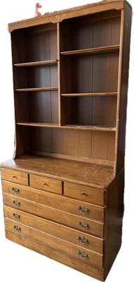 Cajonera moderna de arce con estantería Ethan Allen Mid Century Foto 1 de 4