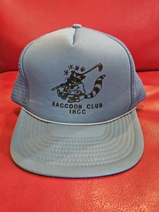 Vintage Raccoon Club IHCC Hat Cap Snap Back Blue Mesh Trucker Golf Mens 80s - Picture 1 of 6