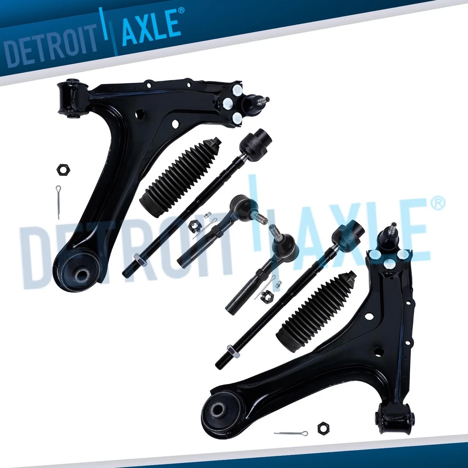 8pc Front Lower Control Arms Tie Rods Boots Kit for 1995 - 2005 Cavalier Sunfire - Image 1 of 4