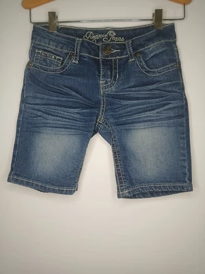 Pantalones Cortos Jean Burmuda Solicitud Niñas Talla 8 Bolsillos Bordados con Joyas Foto 1 de 4