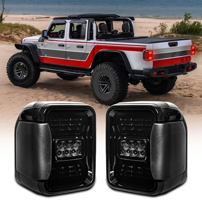 2 件烟雾 LED 尾灯转向信号制动器反向适用于吉普角斗士 JT 20-2023 — 第 1/4 张图片