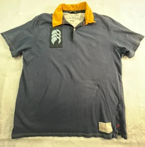 Canterbury of New Zealand Uomo L Polo Patch Camicia Blu - Foto 1 di 9