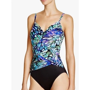 Magicsuit 8 Swimsuit Papillion Harper One Piece Black Blue Wrap Underwire NEW . - Picture 1 of 9