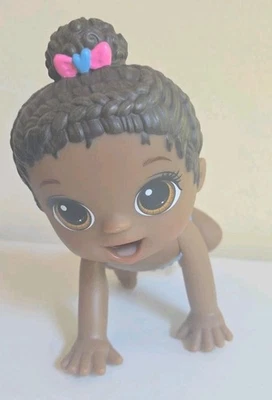 Baby Alive Crawling African American Girl Doll Brown Hair Eyes Plastic 8” Toy - Image 1 of 3