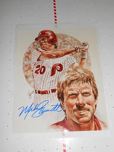 MIKE SCHMIDT SIGNED LIMITED EDITION LITHOGRAPH W/ COA 8X10 PHILLIES HOF - Picture 1 of 2
