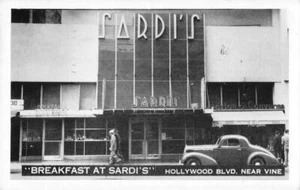 SARDI'S Hollywood Boulevard Vine St LOS ANGELES Kalifornien 1944 Vintage Postkarte - Bild 1 von 2