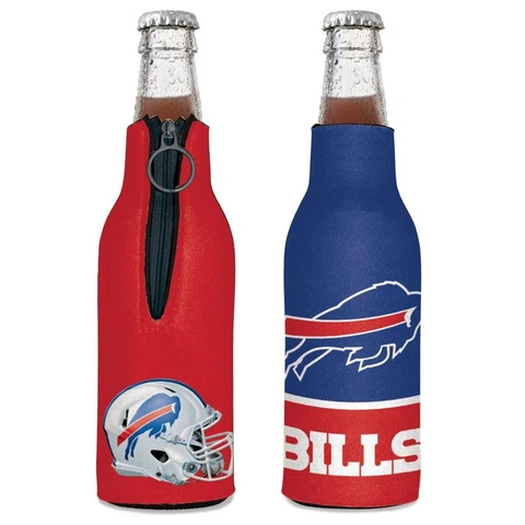 Buffalo Bills Team Bottle Cooler 12 oz Zip Up Koozie Jacket NFL Two Sided Cover