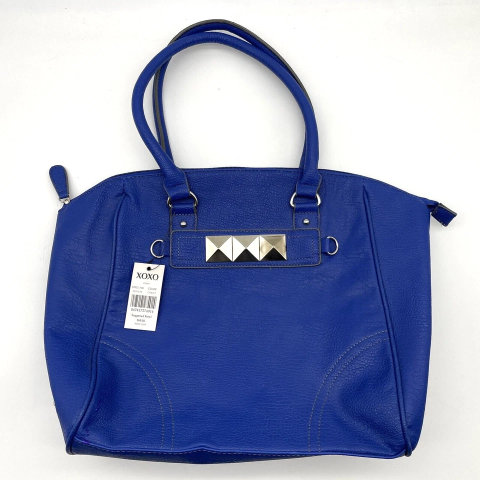 NUEVO CON ETIQUETAS XOXO 'KYRAH' Azul Cobalto Imitación Cuero Tachonado Grande Bolso de Hombro Cartera Foto 1 de 4