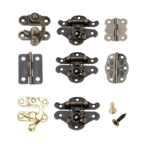 Multi Specification Vintage Latch Catch Kit Jewellery Box Hasp Lock Hook Hinges - Picture 1 of 15
