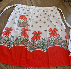 Delantal Vintage Navidad Arcos Rojos Bellotas Cocina Abuela Núcleo Vacaciones - Imagen 1 de 4