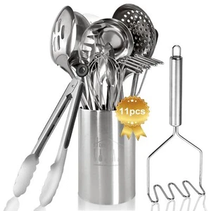 Cooking Utensils Set 11Pcs - Stainless Steel Kitchen Utensils Set with Holder... - Picture 1 of 8