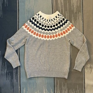 Suéter Club Monaco Fair Isle Gris Lana Mezcla Alpaca Acogedor Cuello Redondo Para Mujer’s M - Imagen 1 de 4