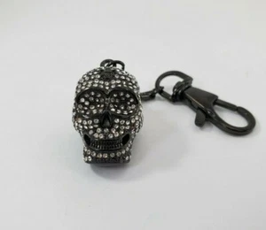 Nialaya Jewelry Hollywood Laughing Rhinestone Black Skull Keychain - 3cm - Picture 1 of 7
