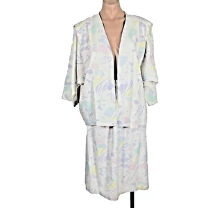 Vintage TR Bentley Skirt Suit Pastel Floral Tweed PLUS 15/16 Easter Cottagecore - Picture 1 of 10