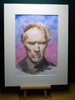 Original watercolour painted portrait of Clint Eastwood