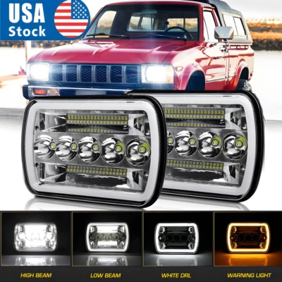 Par de faros LED 5x7" 7x6 blanco/amarillo DRL para camioneta Toyota 1982-1995 Tacoma Foto 1 de 4