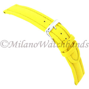 20mm Speidel Skipper Yellow Rubber Over Leather Anti-Allergic Watch Band 985 720