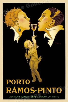 Póster arte vino comida estilo vintage Porto Ramos-Pinto Cupido años 20 - 24x36 Foto 1 de 3