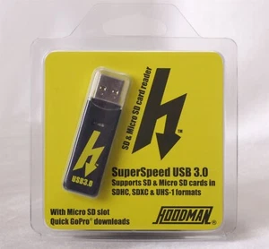 Hoodman HUSB3 Compact USB 3.0 SD MicroSD Card Reader SuperSpeed 5 Gb/s Bandwidth - Picture 1 of 3