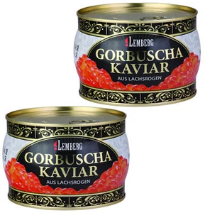 2x 400g. Buckel Lachs Kaviar Fisch Rogen Wildfang USA Alaska Lemberg Koscher Rot - Bild 1 von 6