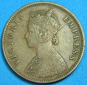 India British 1/4 Anna Coin 1887-B Victoria KM-486, Free S/H after 1st item - Picture 1 of 2