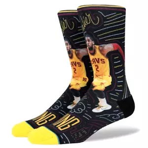 STANCE Kyrie Irving Sketchbook Crew Socks sz L Large (9-12) Black Yellow Cavs - Picture 1 of 2