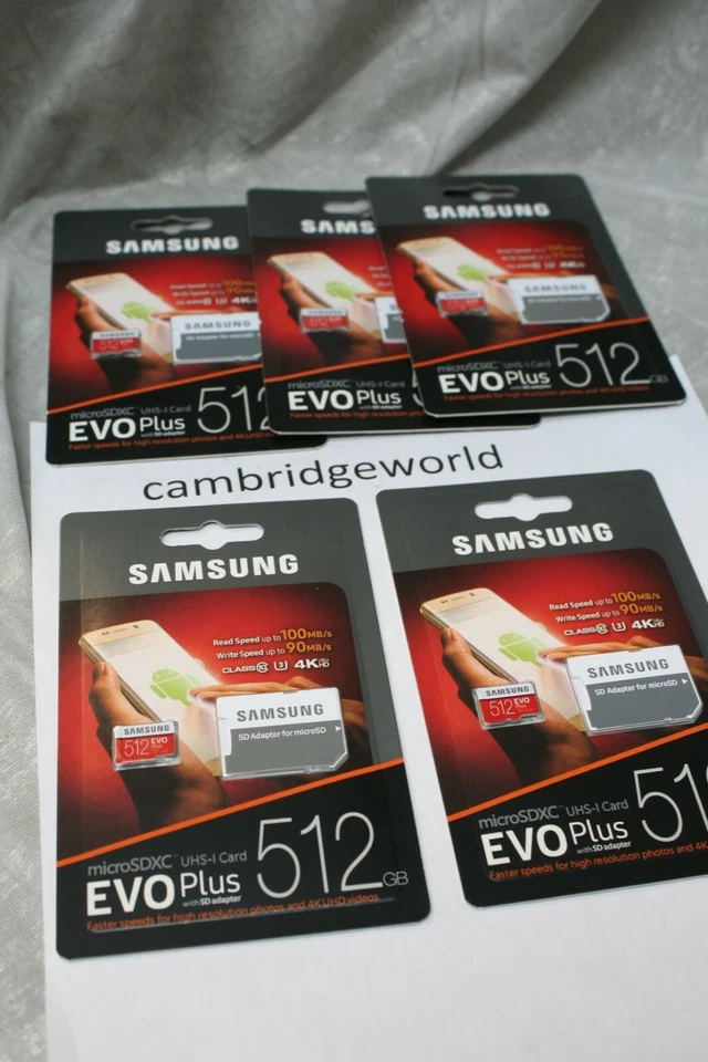 5 PIECES New GENUINE Samsung EVO Plus 512GB Micro SD Memory Card with SD Adapter - Image 1 of 1