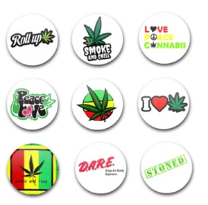 25mm 1" KNOPFABZEICHEN CANNABIS SET 1 X9 - Bild 1 von 1