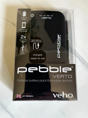 Veho Pebble Verto Portable Power Bank Battery Charger 3700mAh USB Devices BLACK - Image 1 of 4
