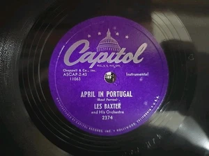 Capitol 78 RPM Record 2374 Les Baxter April In Portugal / Suddenly (E-) - Picture 1 of 6