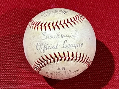 Balón Oficial de la Liga Rawlings; Autos Facsímil: Musial, Mantle, Spahn, Robinson Foto 1 de 4