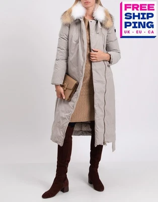 RRP €999 PEUTEREY Down Long Coat IT44 US8 UK12 L Shadow Fox Fur Collar Teflon - Image 1 of 4