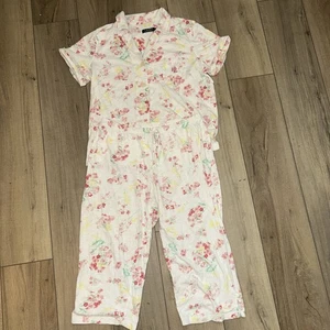 Lauren Ralph Lauren Pajama Set Women L Pink Floral Travel Comfy Light  - Picture 1 of 9