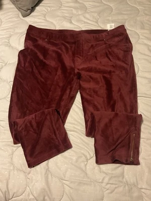 Pantalones Susan Graver Tejidos Pana Pierna Recta Ciruela Pasas Pequeño XL XLP Foto 1 de 4