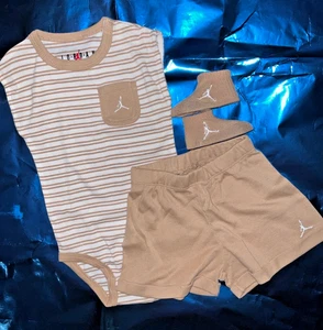 New 3pc brown  Boys Infant Toddler Jordan Set size 6/12 - Picture 1 of 3