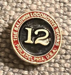 Baldwin Locomotive Works Philadelphia 12 Pin Pinback Railroad Red Gold Mint 5/8” - Picture 1 of 1