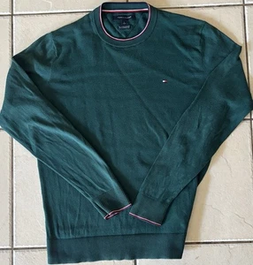 Jersey de punto Tommy Hilfiger verde cachemir mezcla de algodón talla mediana para hombre - Imagen 1 de 8