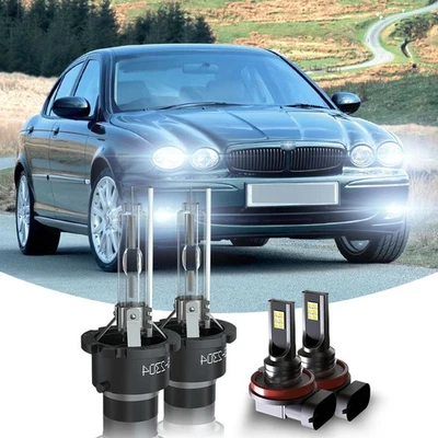For 2004-2008 Jaguar X-Type 4x D2S HID Xenon Headlight H11 LED Fog Light Bulb - Image 1 of 4