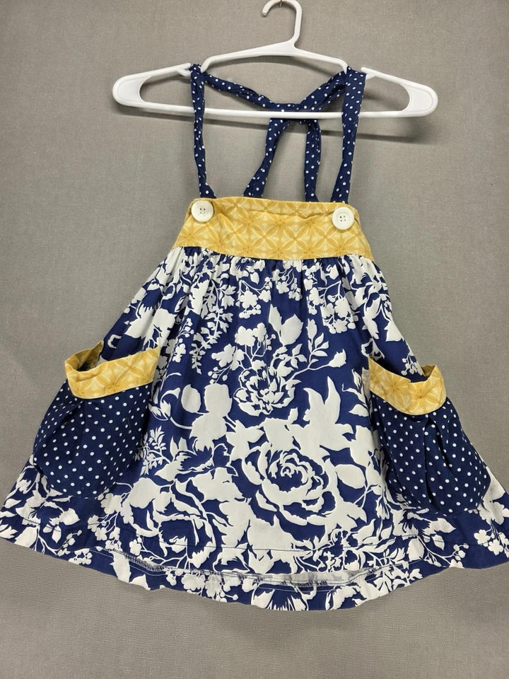 Vestido Persnickety Niñas 6 Overall Vestido Delantal Patchwork Bolsillos Solero Foto 1 de 4