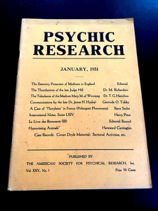 PSYCHIC RESEARCH January 1931 Vol. XXV No. 1 - Very Rare Paranormal Magazine - Picture 1 of 10