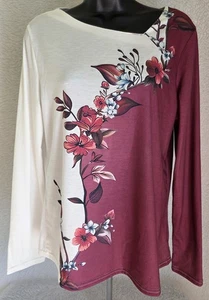 Womens Shirt Top Blouse Size M Medium Long Sleeve V Neck - Picture 1 of 23
