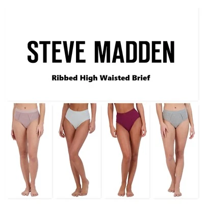 Steve Madden Women's Ribbed High-Waisted Brief Underwear, Choose Size & Color - Image 1 of 2